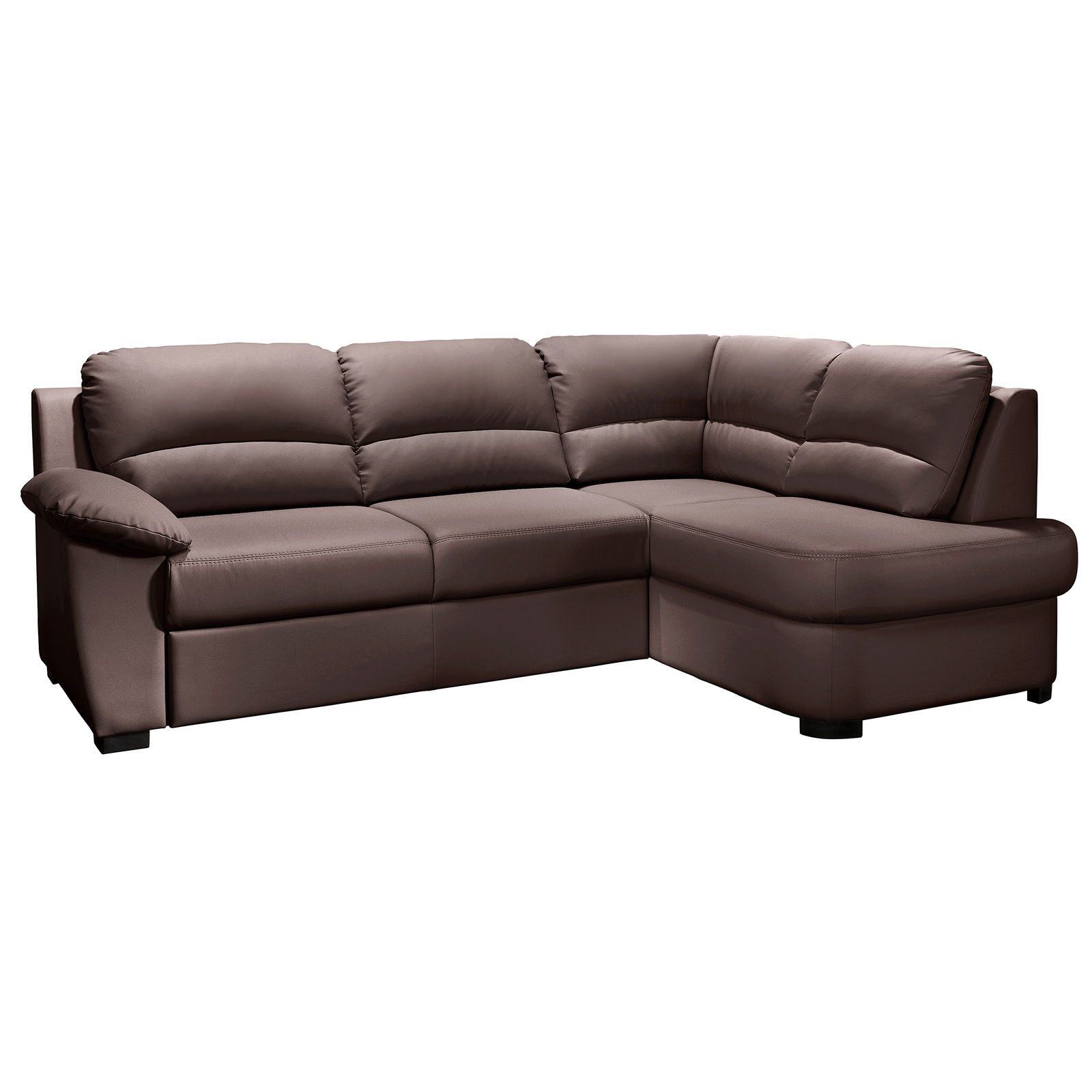 Ecksofa - coffee - Kunstleder - Basismodell - Ottomane rechts