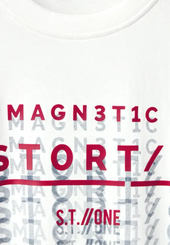 Jersey Shirt mit Print - broken white