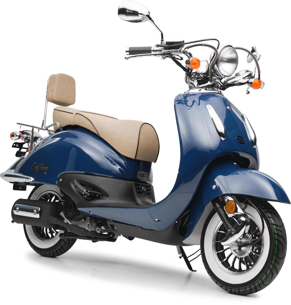 Motorroller Retro EasyCruiser Eco Dunkelblau 50ccm 45 kmh Moped Scooter