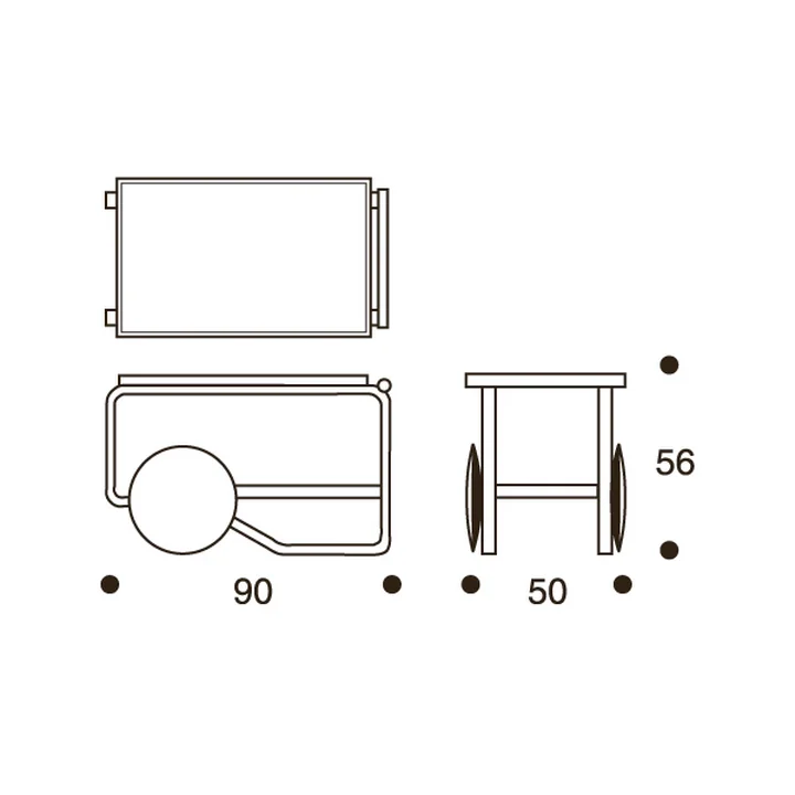 Artek - 901 Servierwagen, Laminat weiss