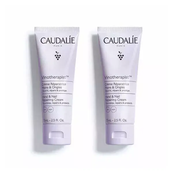 Creme para mãos e unhas Caudalie Vinotherapist, embalagem com 2 unidades de 75ml