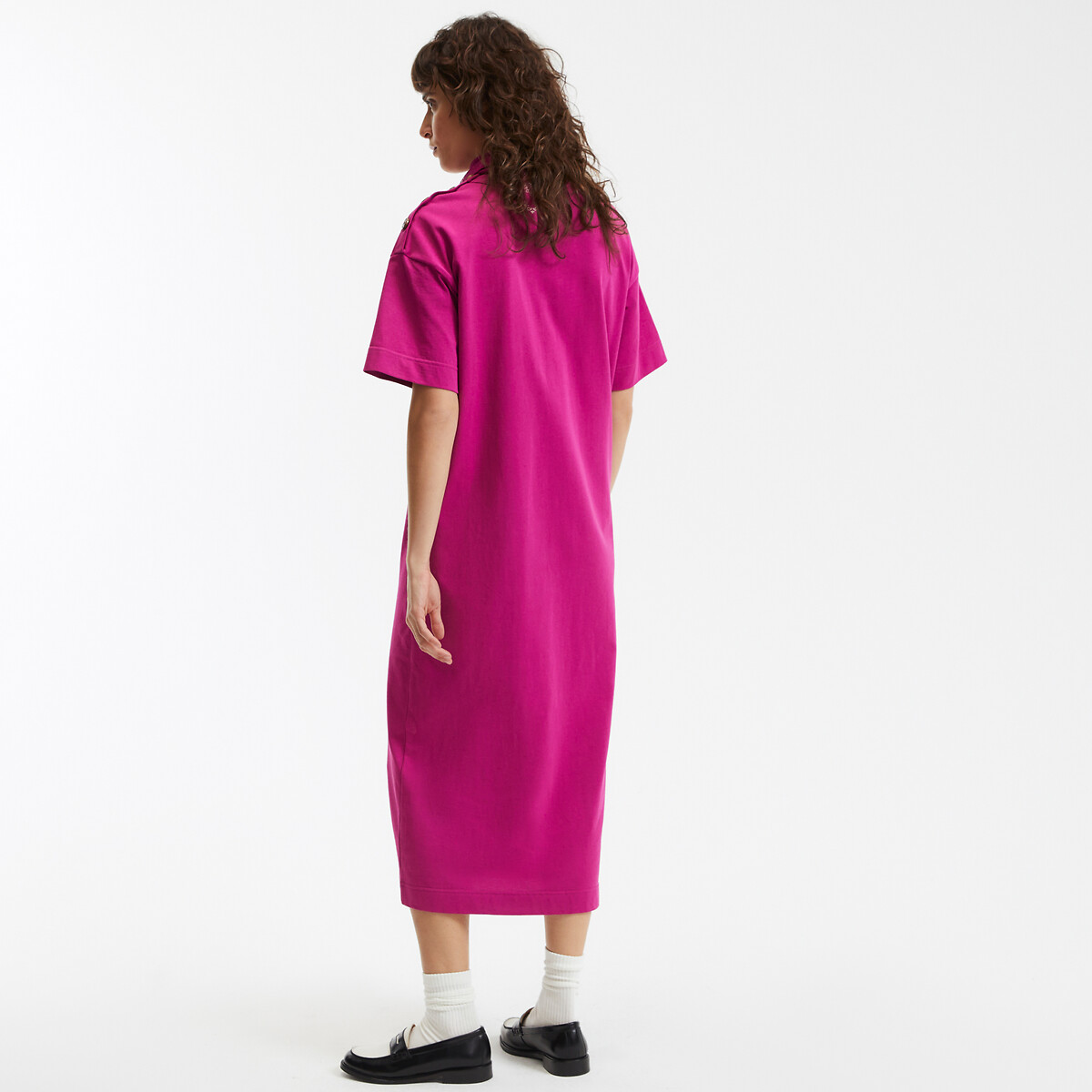 COLEÇÃO LA REDOUTE<br>Vestido longo em jérsei, fechamento com botão no ombro