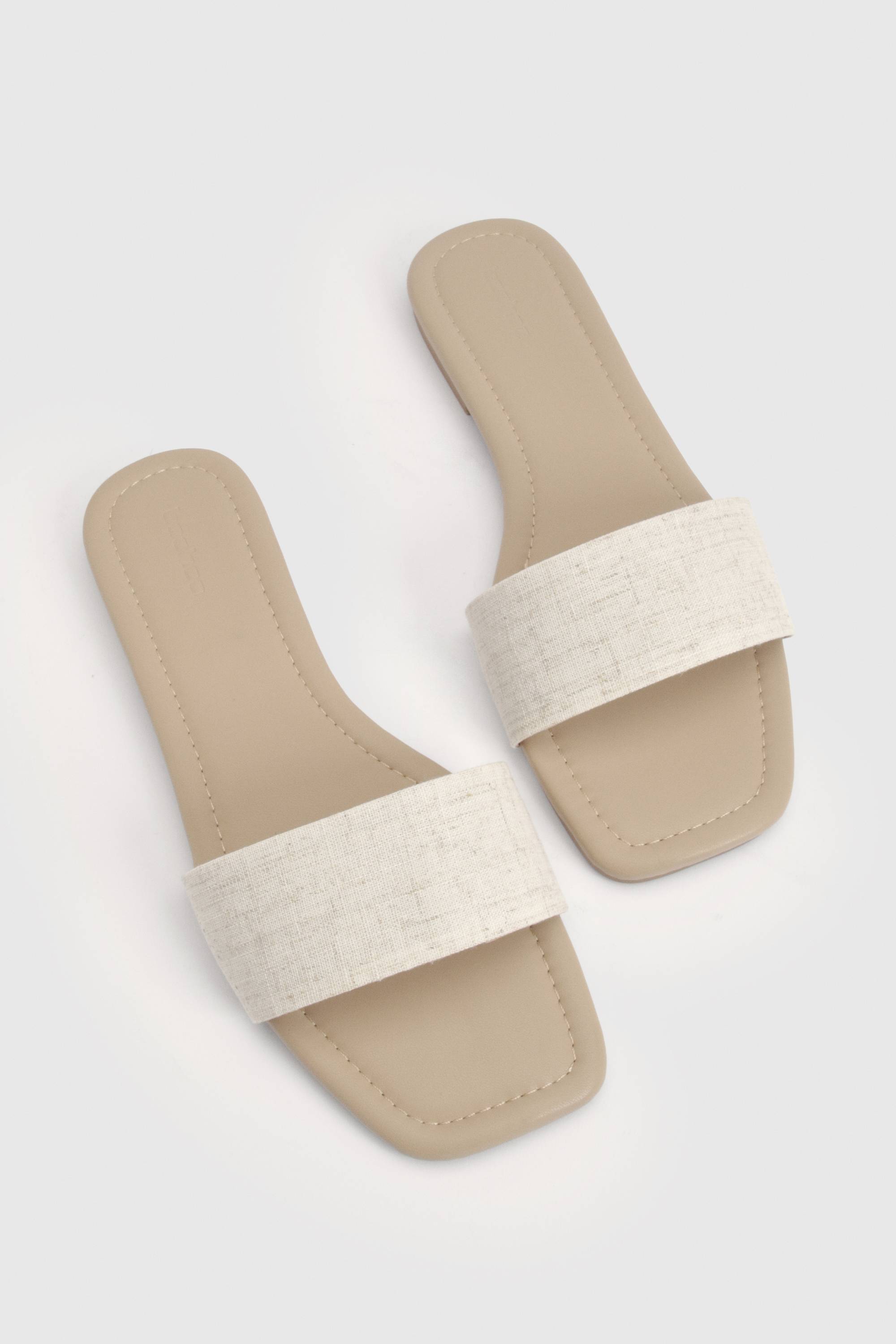 boohoo Mules Basiques À Bout Carré En Lin