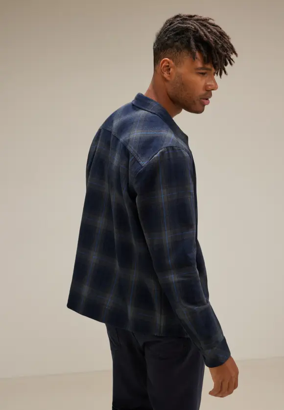 Zipper Karo Overshirt - anthra grey melange