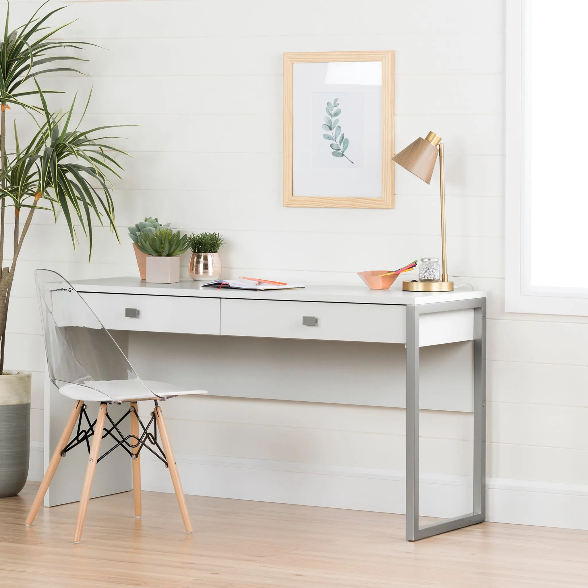 South Shore Chaise de Bureau Style Eiffel - Annexe Blanc Solide