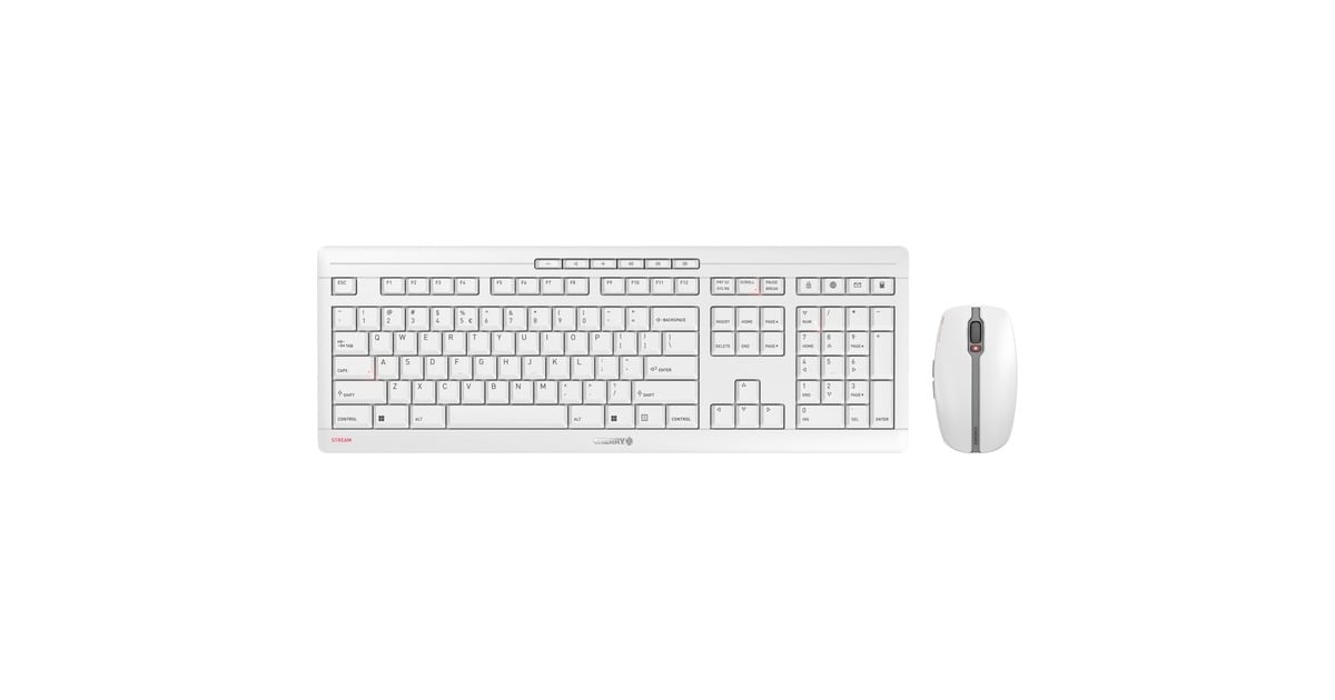 CHERRYSTREAM DESKTOP RECHARGE, desktopset  (Wit/grijs, EU lay-out (QWERTY), SX-Technologie,  2.400 dpi)