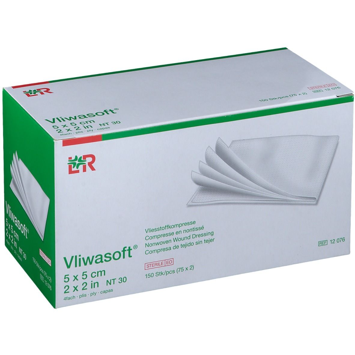 Vliwasoft® Vliesstoffkompresse 5 cm x 5 cm 4lagig steril