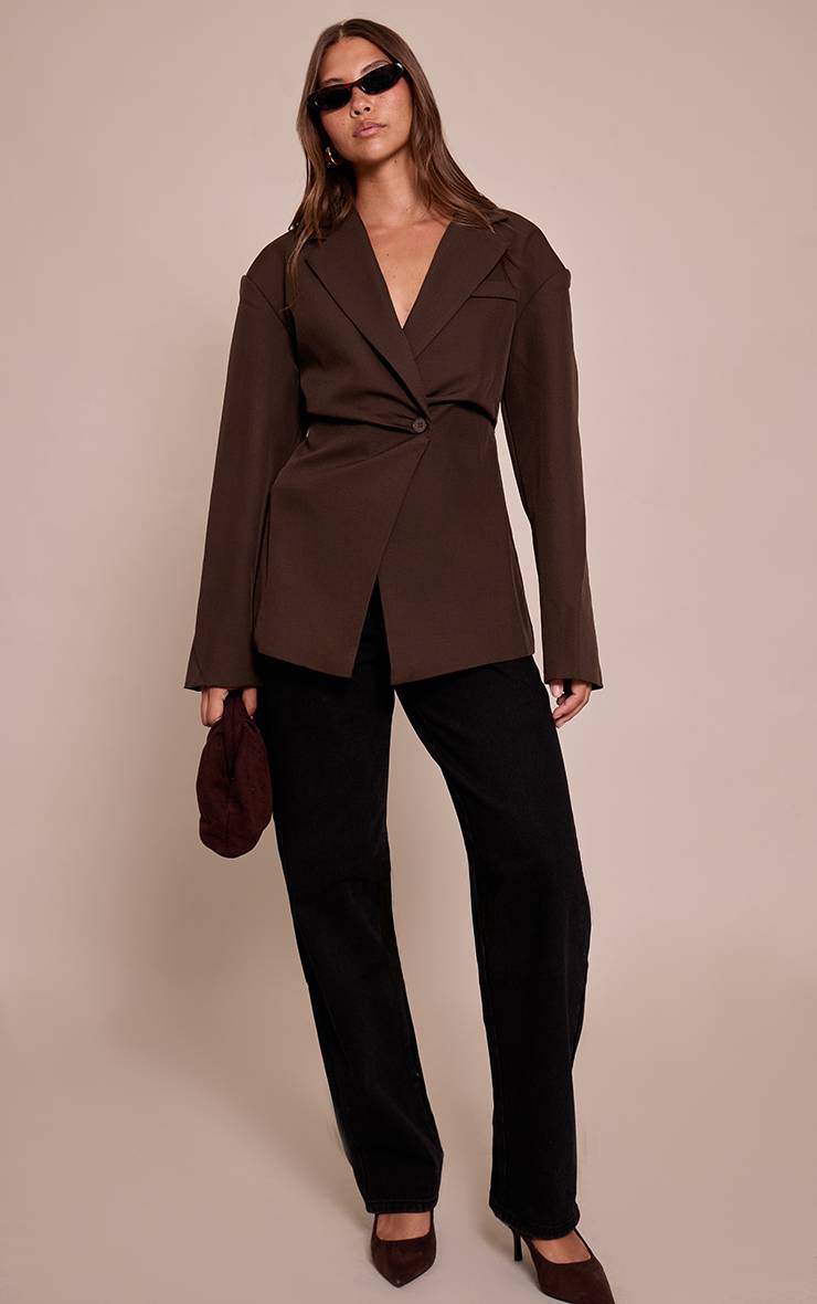 Chocolat Blazer Cintré À Taille Ajustée