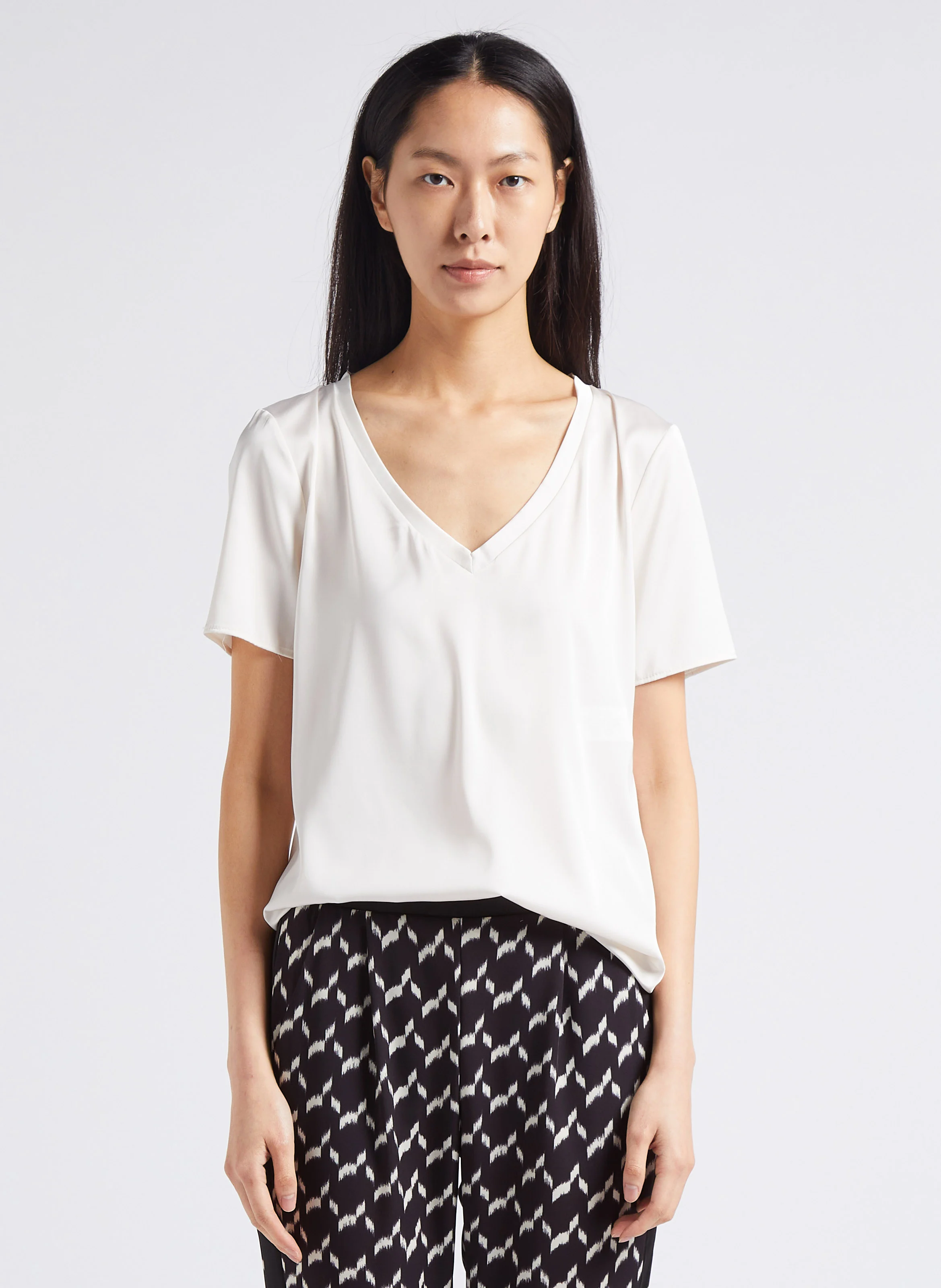 Tee-shirt col V fluide | Beige