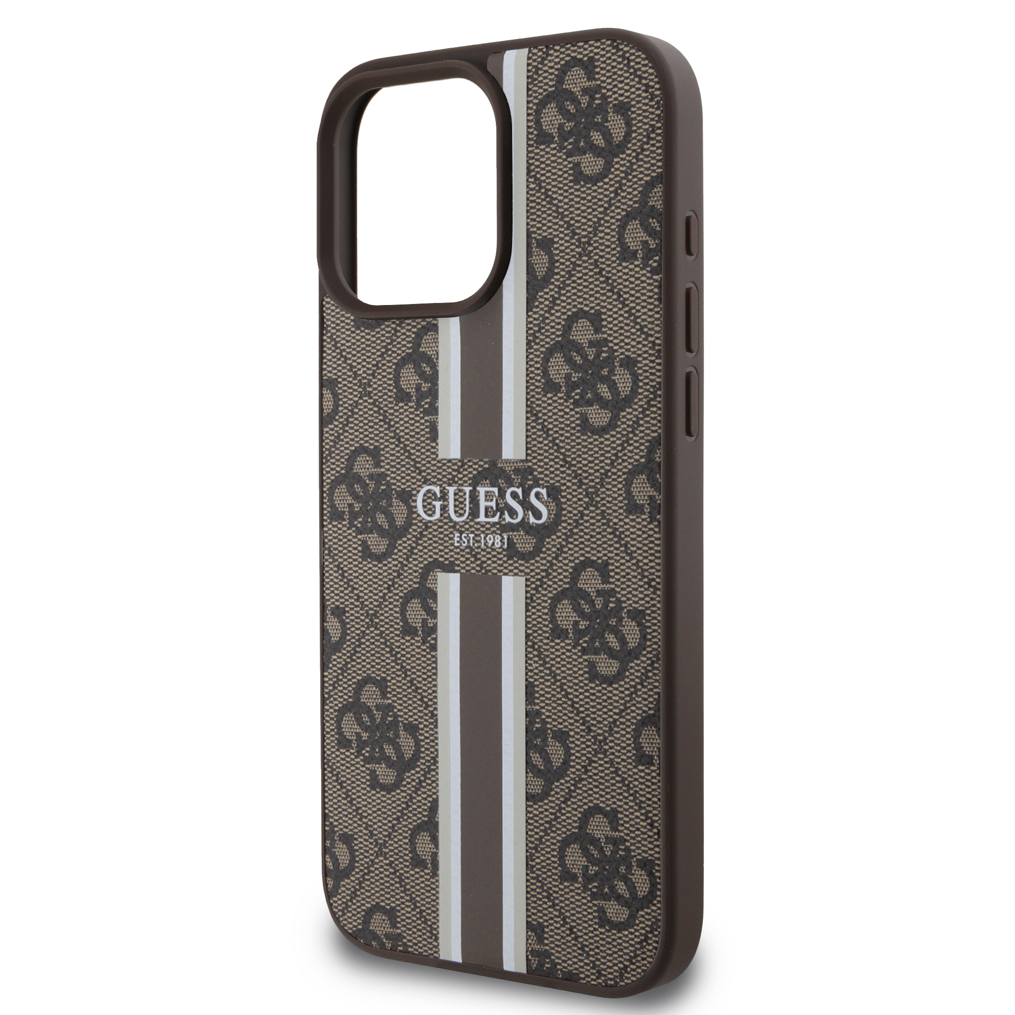 iPhone 16 Pro Max MagSafe Leder Hardcase Hülle 4G Printed Stripes (GUHMP16XP4RPSW) - Braun