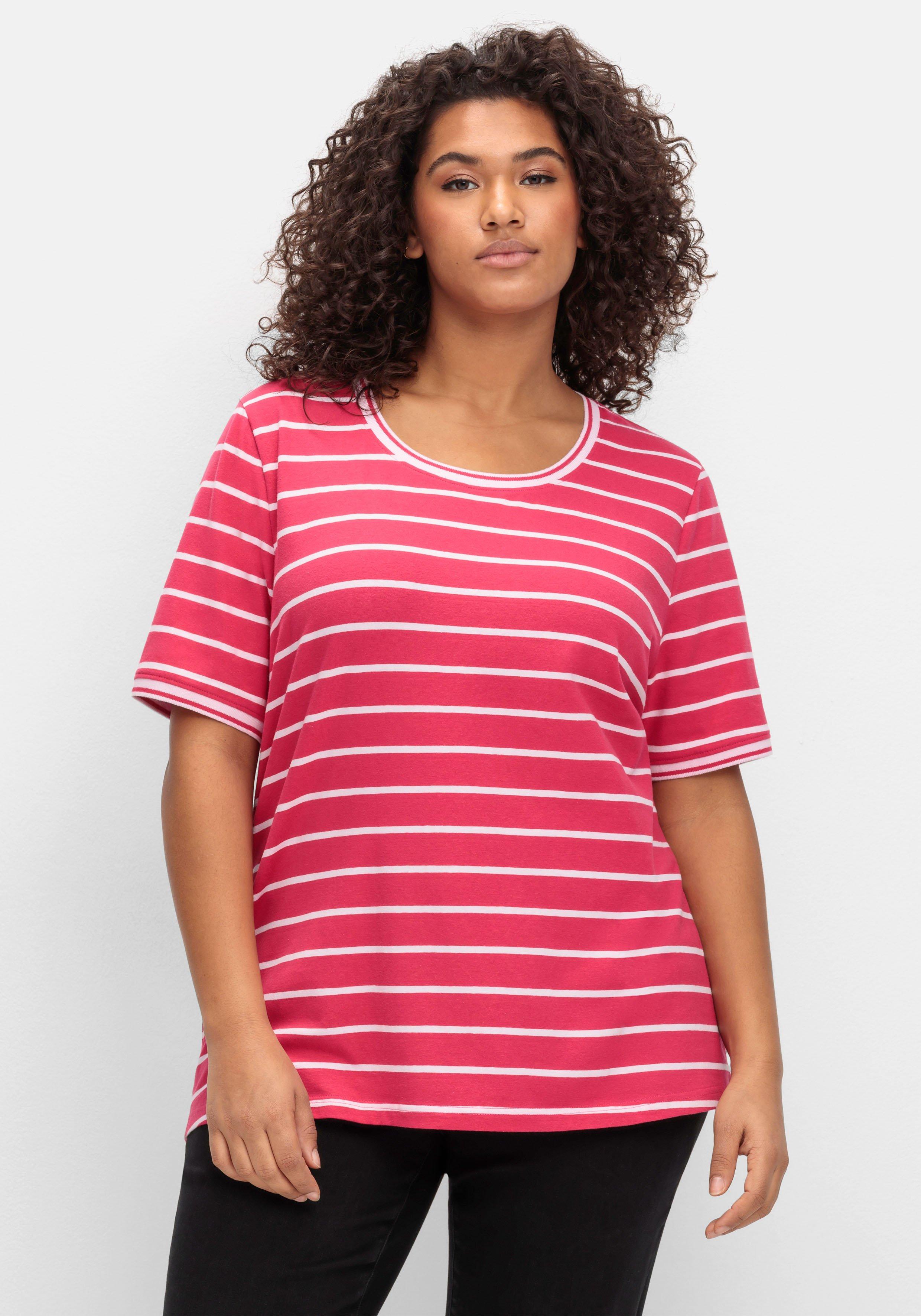 Ringelshirt mit verlängertem Halbarm