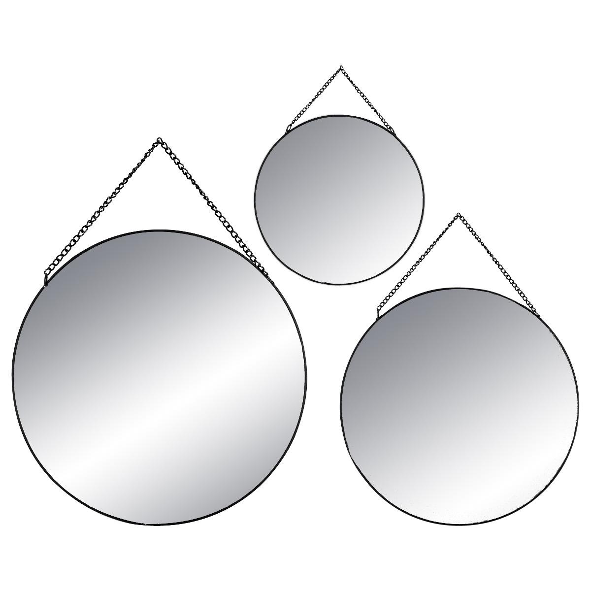 MIROIR ROND METAL X3 NOIR