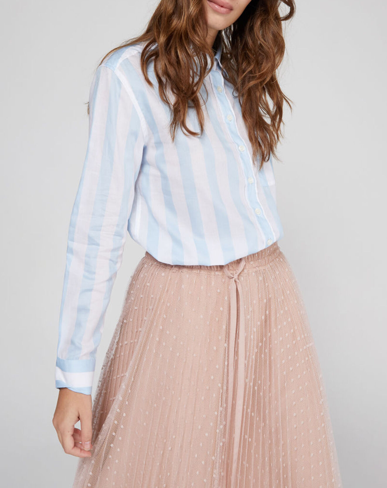 Tommy Hilfiger Chemise droite oversized rayures ciel/blanc