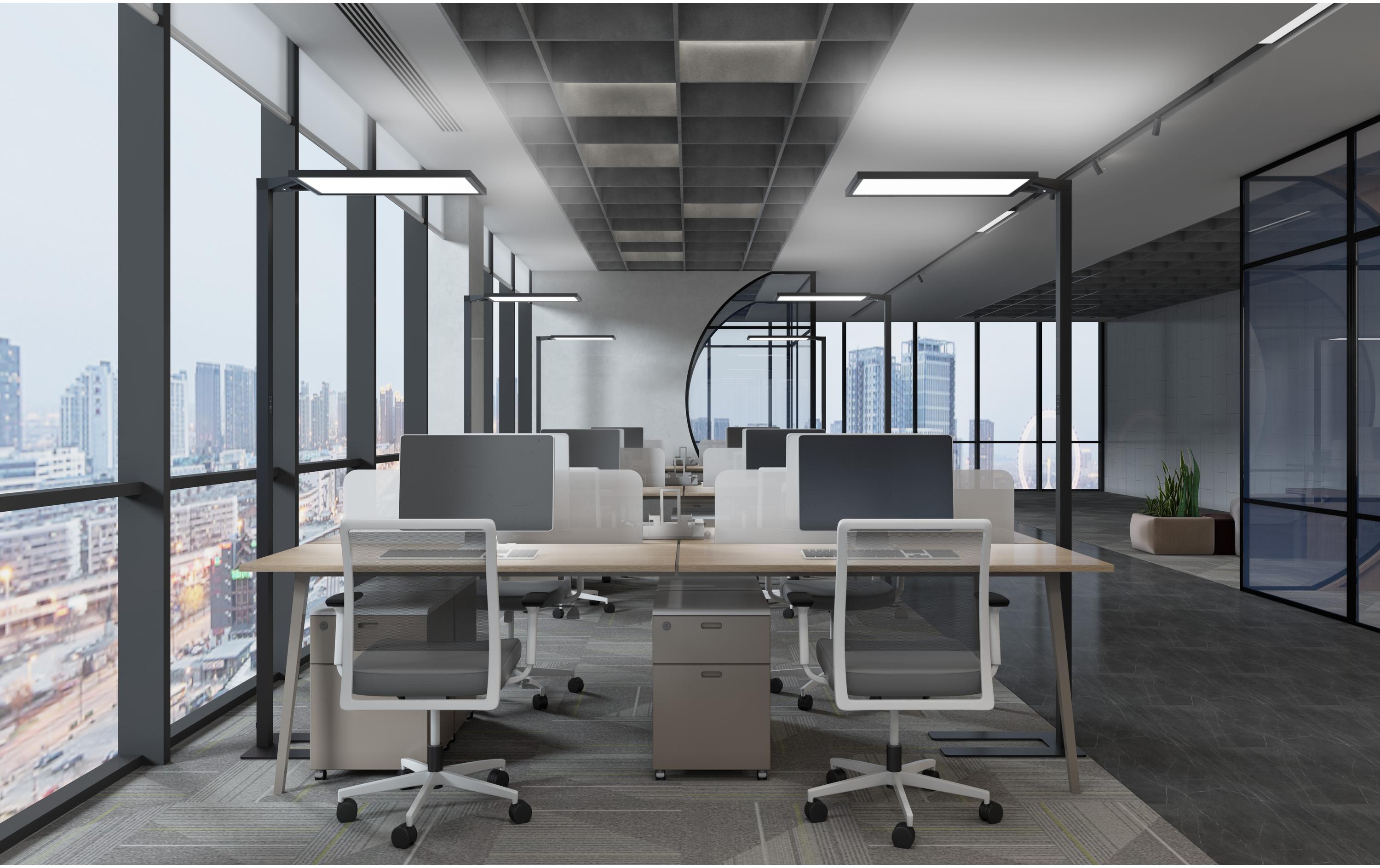 Bürostehleuchte Hybrid Light Three HCL, Silber<br>Arbeitsleuchte