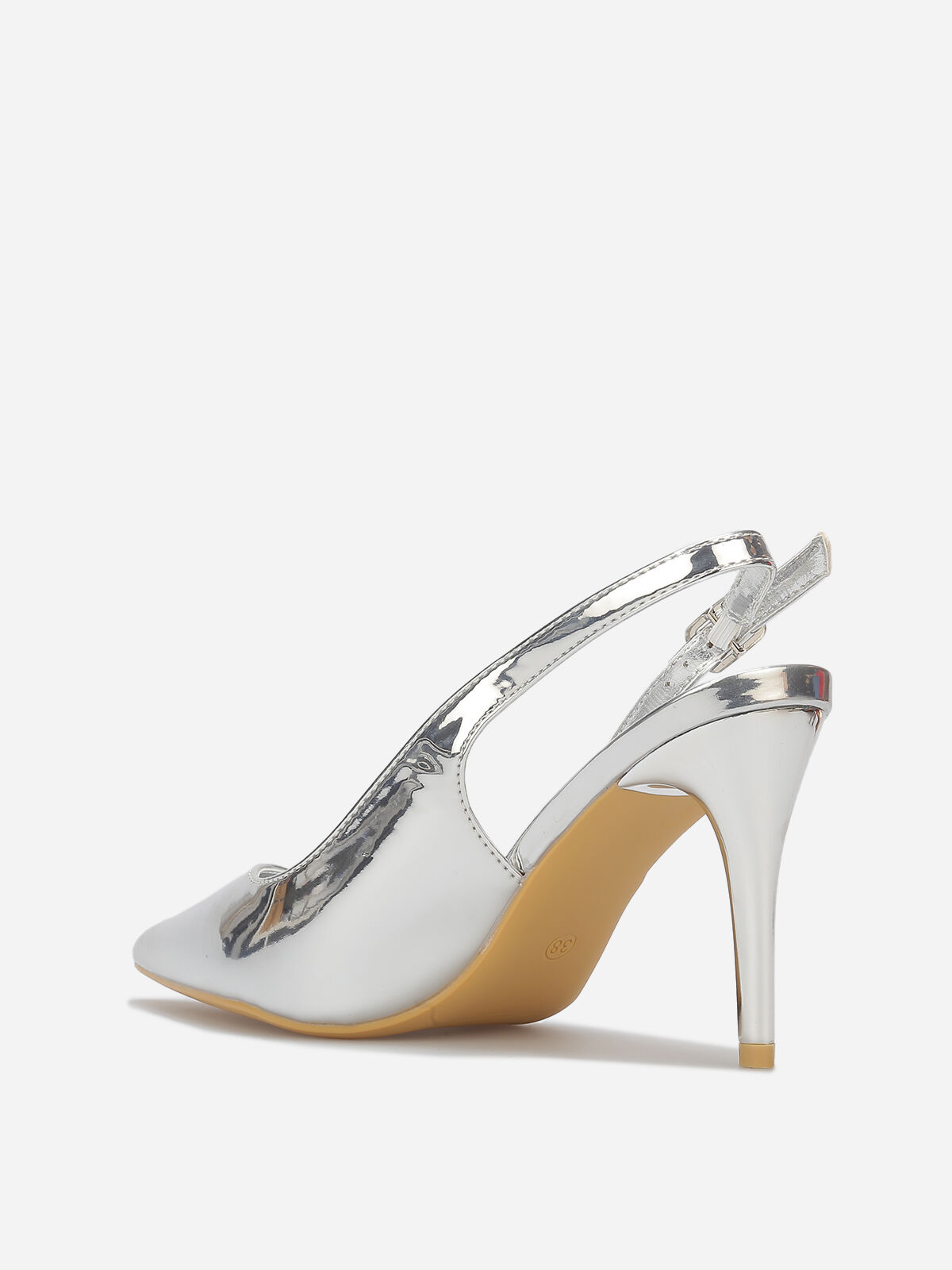 Escarpins slingback vernis- Argenté