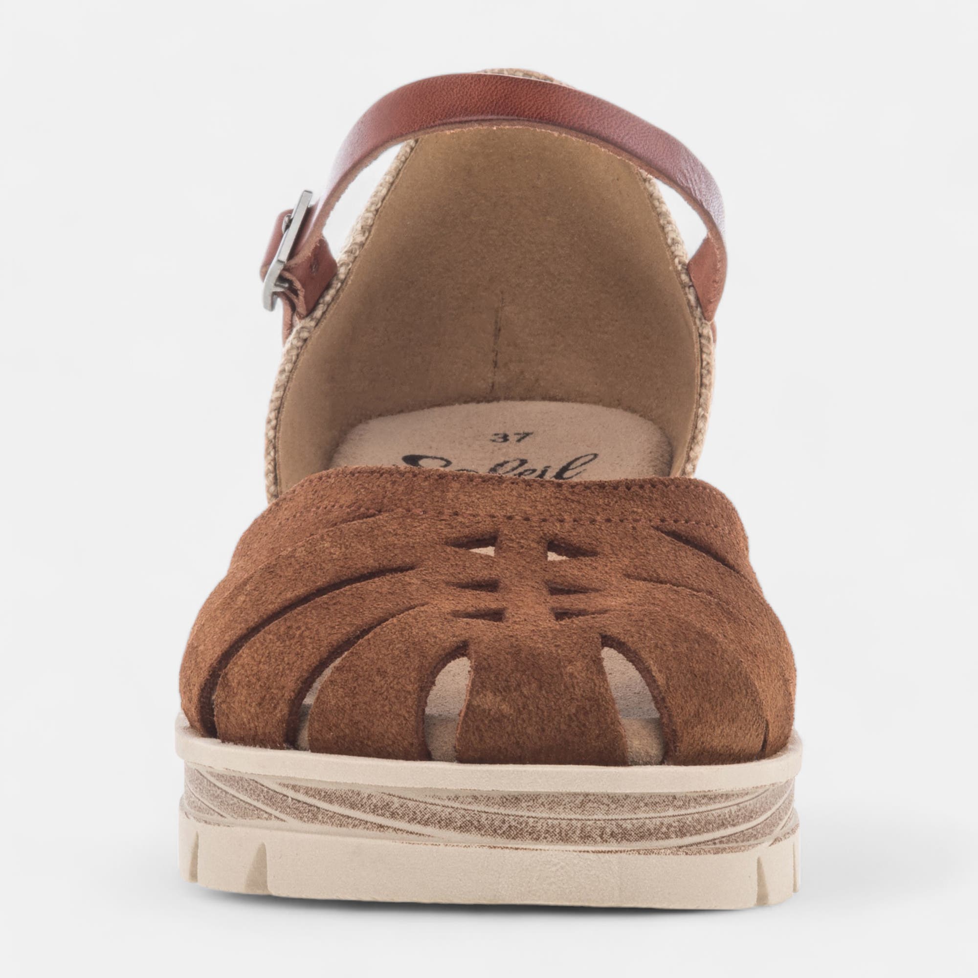 Sandales Femme en cuir cognac