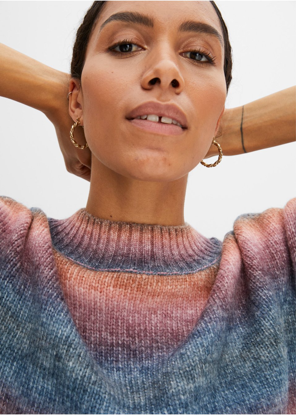 Pull avec dégradé de couleur et teneur en laine