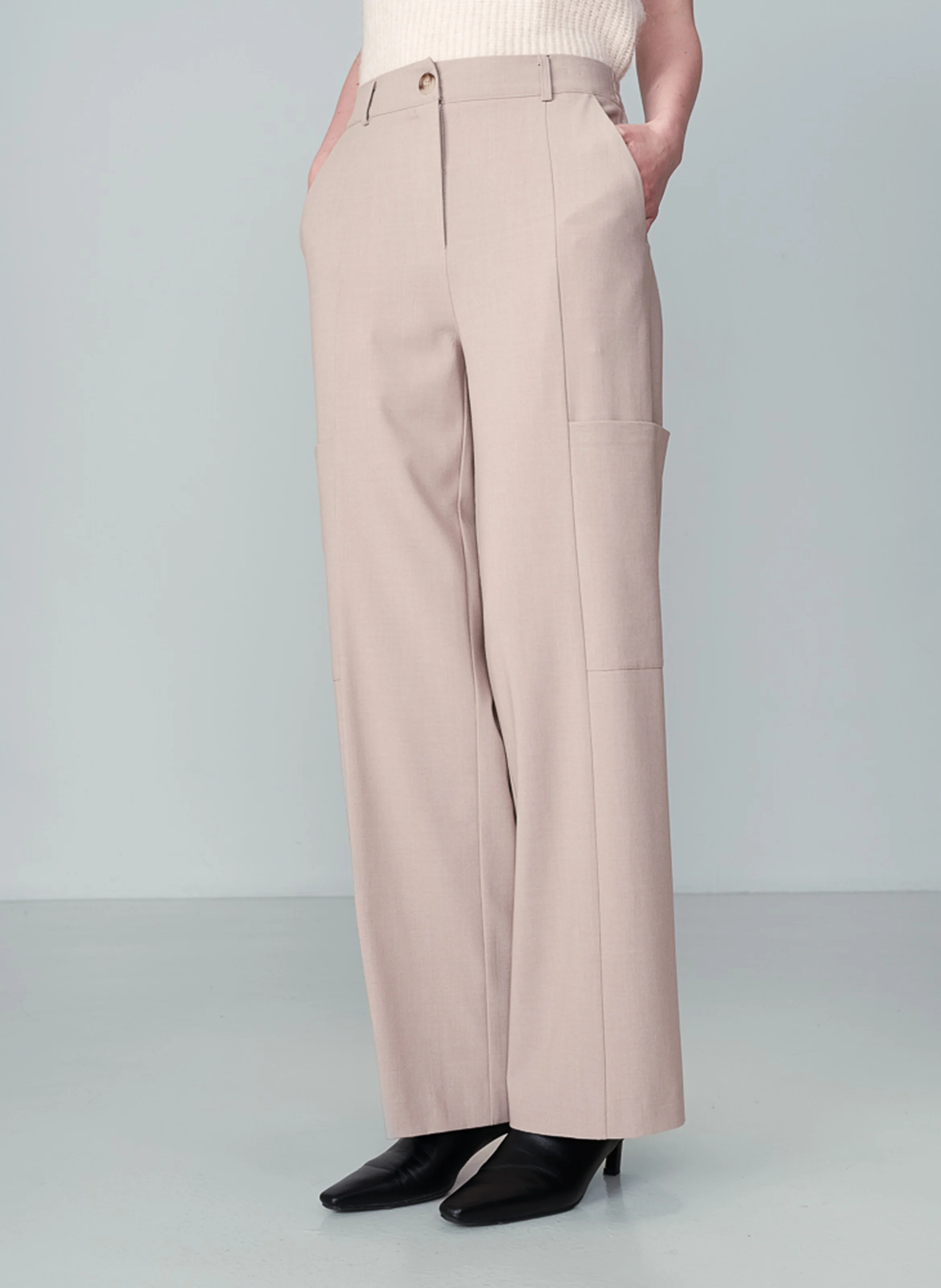 NOYOCO - Pantalon large| Beige