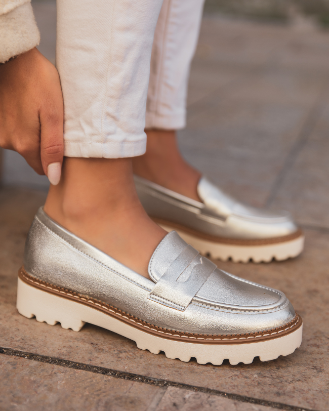 Mocassin femme argenté - Aya