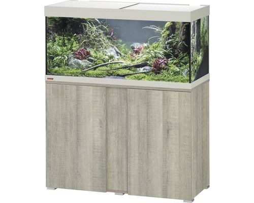 EHEIM Vivaline 180 aquariumcombinatie met LED-verlichting, verwarming, filter en eikengrijze kast