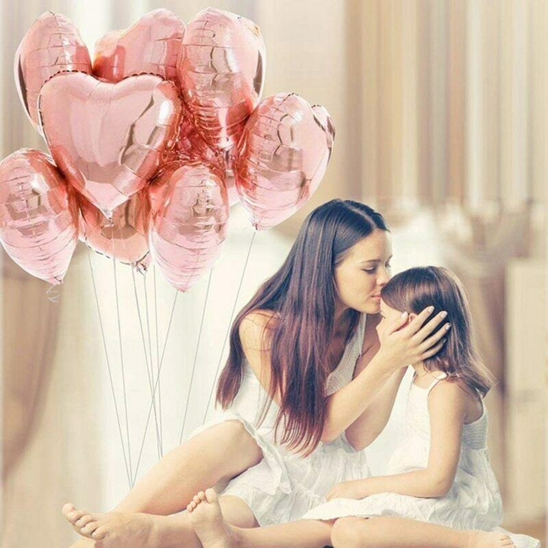 (10er Set) 41x45cm 3D Herz Party Folien Ballon Deko Luftballon für Valentinstag / Hochzeit / Muttertag - Silber