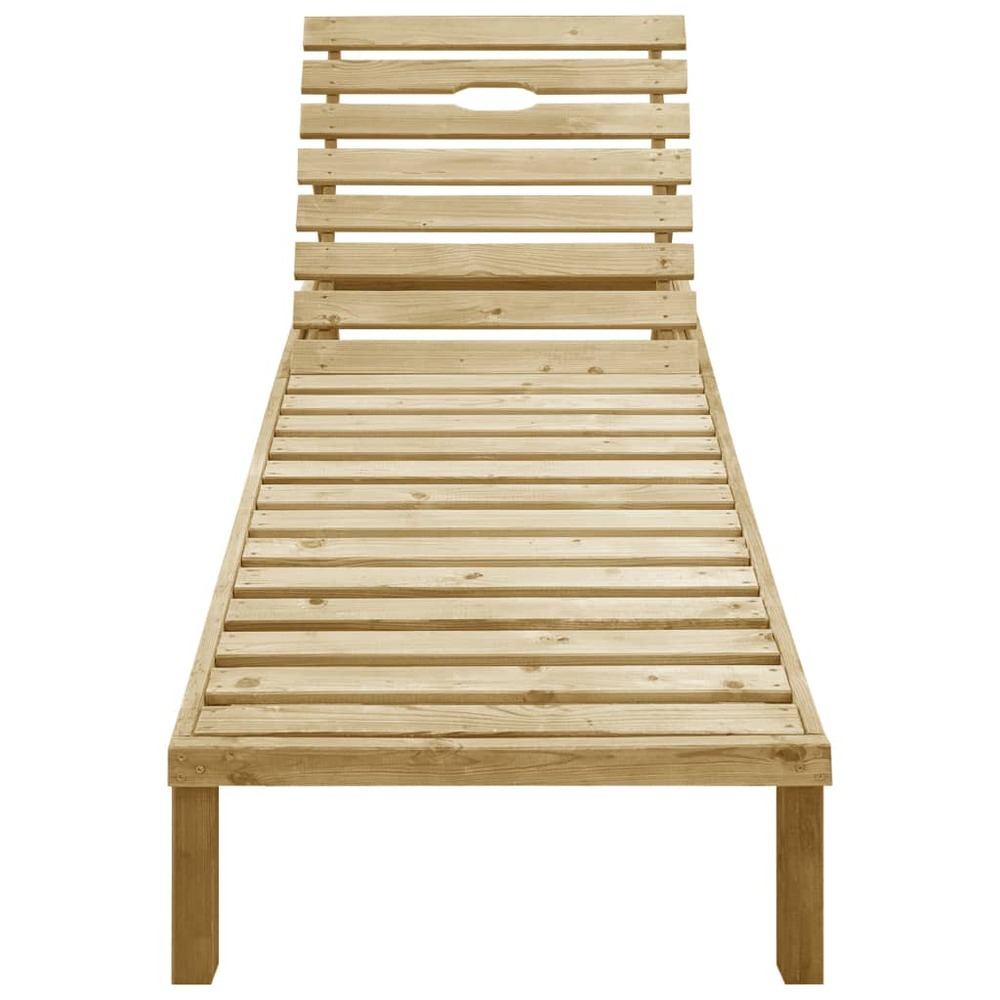 Transat chaise longue bain de soleil lit de jardin terrasse meuble d'extérieur avec coussin crème bois de pin imprégné 02_001