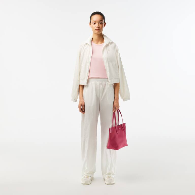 T-shirt à col rond et manches trois-quarts en coton uni T-Shirts - Rose - Lacoste - Femme