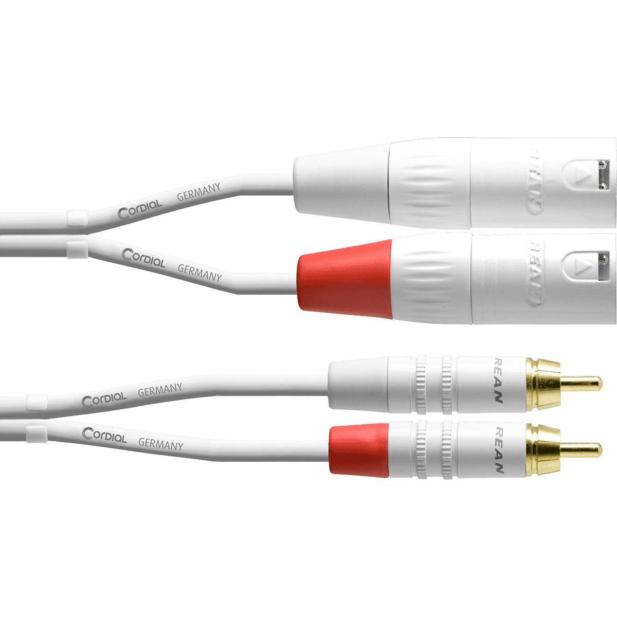 Cordial CFU3MC-SNOW Intro verloopkabel 2x XLR male - 2x RCA male 3m wit
