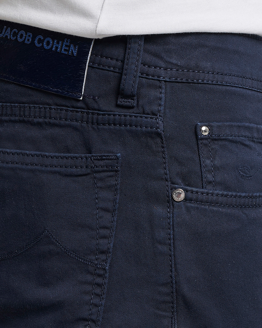 Jacob Cohën Bard Garment Dyed Gabardine Trousers Navy