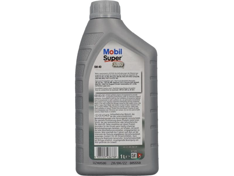 Mobil Motorenöl Super 3000 X1 5W-40, 1 l Vollsynthetisches Motoröl