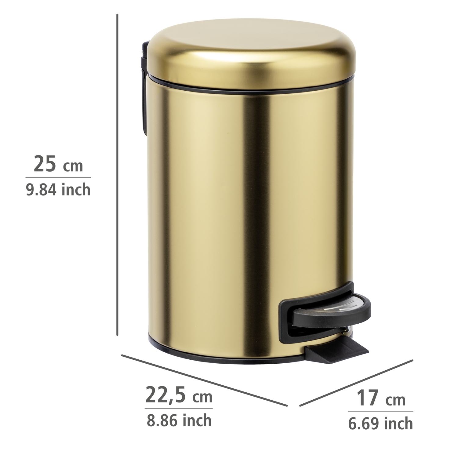 Wenko Leman afvalemmer 3 liter RVS goud mat