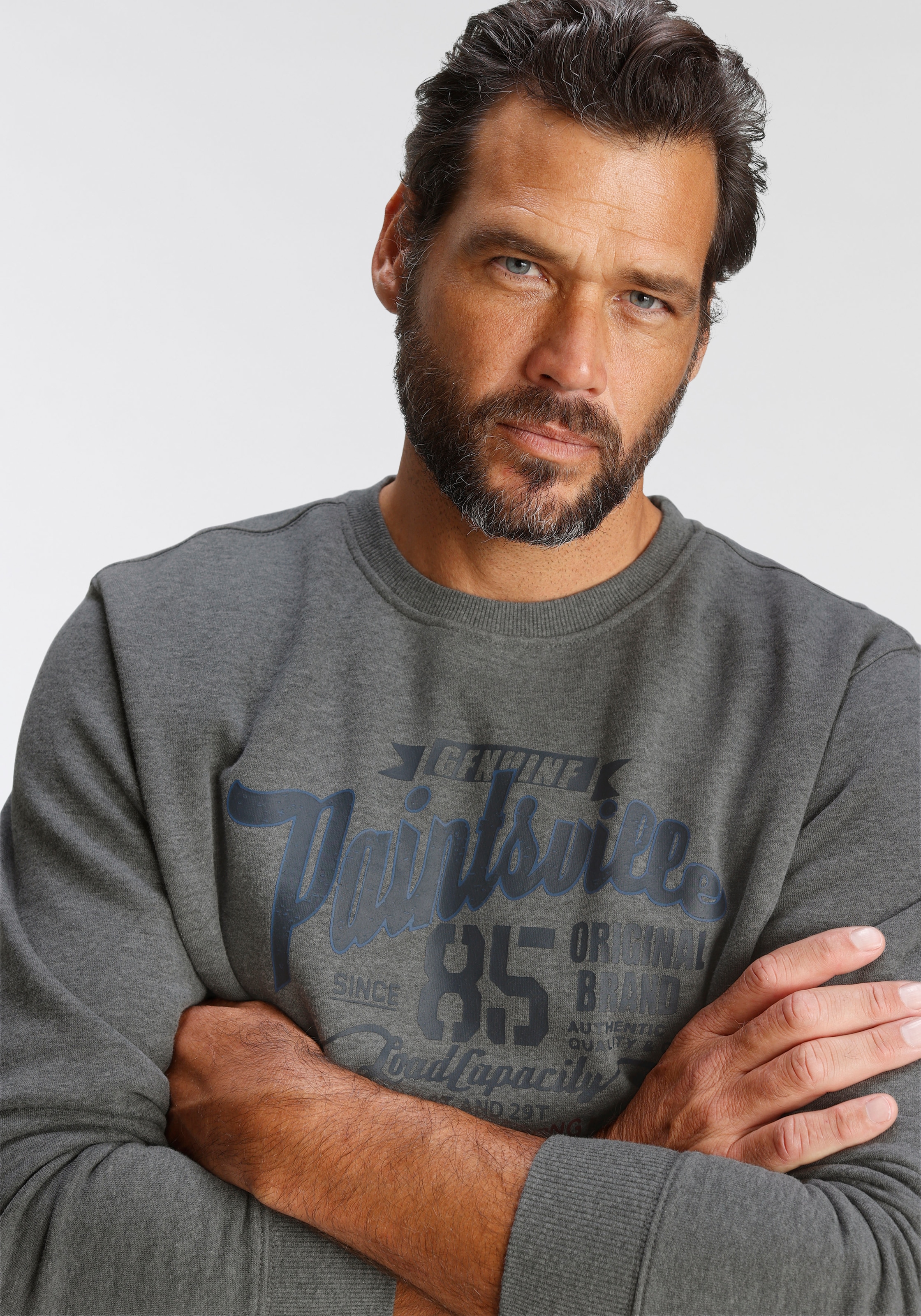 Man's World Sweatshirt , Langarm,  lässiger Print,  Rundhals,  aus Baumwollmischung