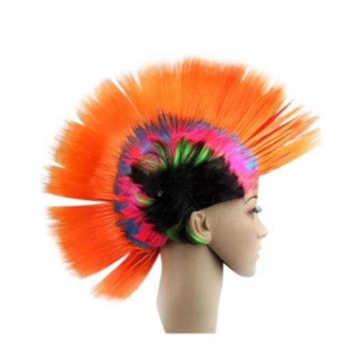 (2er Set) 55cm Irokesen Perücke Punk Rock Fasnacht Kostüm Zubehör Motto Party / Halloween Accessoire - Assortiert