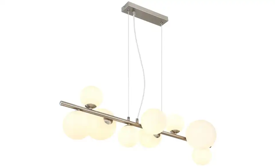 Pendelleuchte 9-flammig 87 cm 34,5 cm edelstahlfarben, Weiß