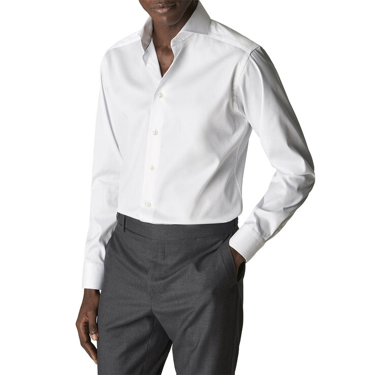 ETON Light Blue Signature Twill Shirt - Extreme Cut Away Collar - Slim Fit Hvid