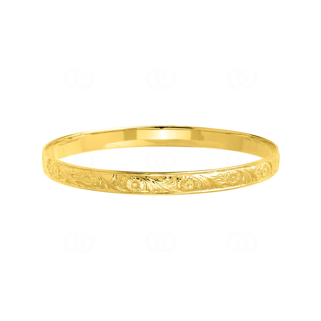 Armreif rund 750/18 K Gelbgold verziert 6mm