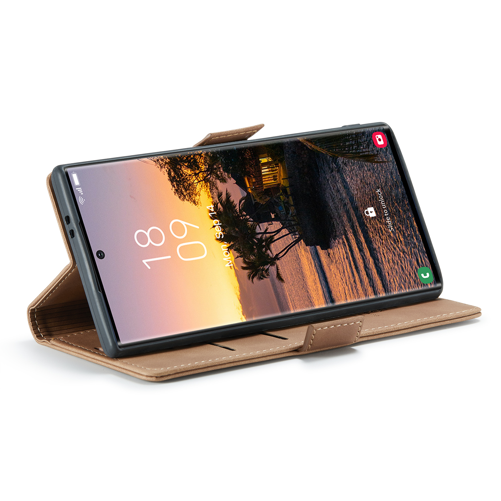 Samsung Galaxy S25 Ultra Leder Tasche Flip Wallet Etui mit Kartenfächern - Hellbraun