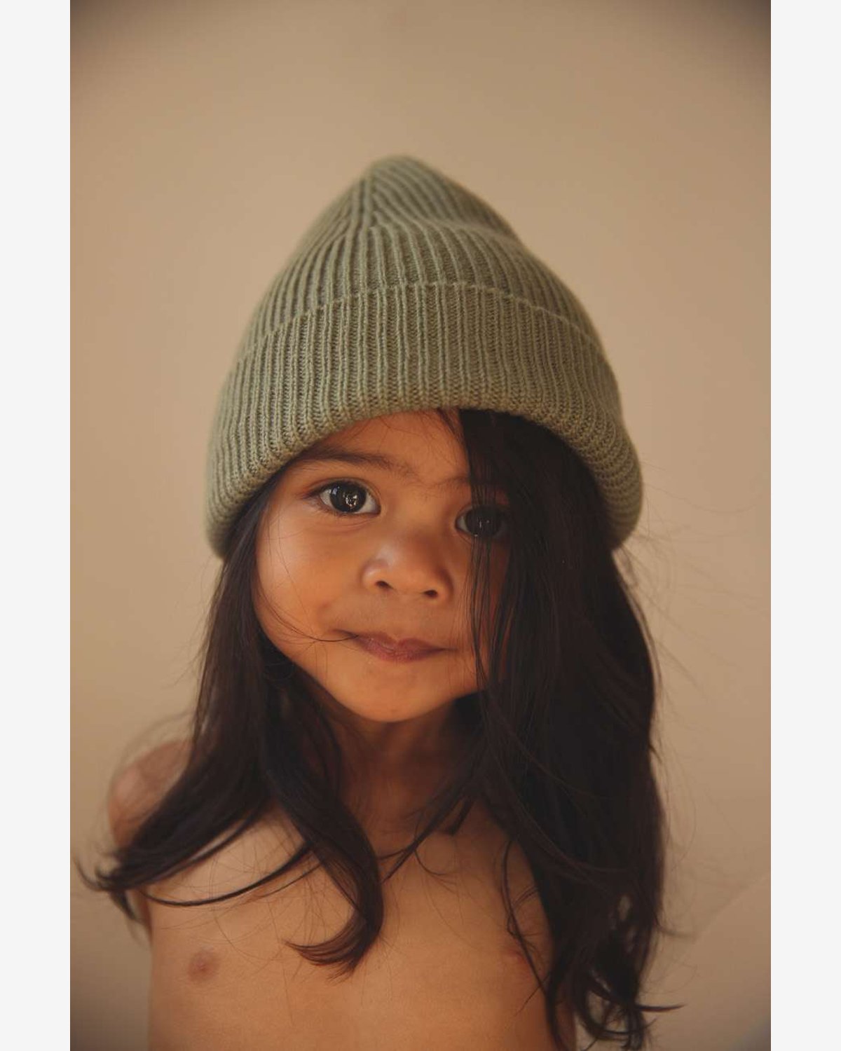 Ull Beanie barn – 100% Merino, Ubehandlet – Rib Lue Fonzie