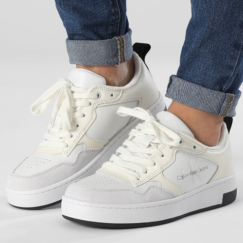 Baskets Femme Cupsole Low Leather 0876 Ivory Ghost Grey White Black