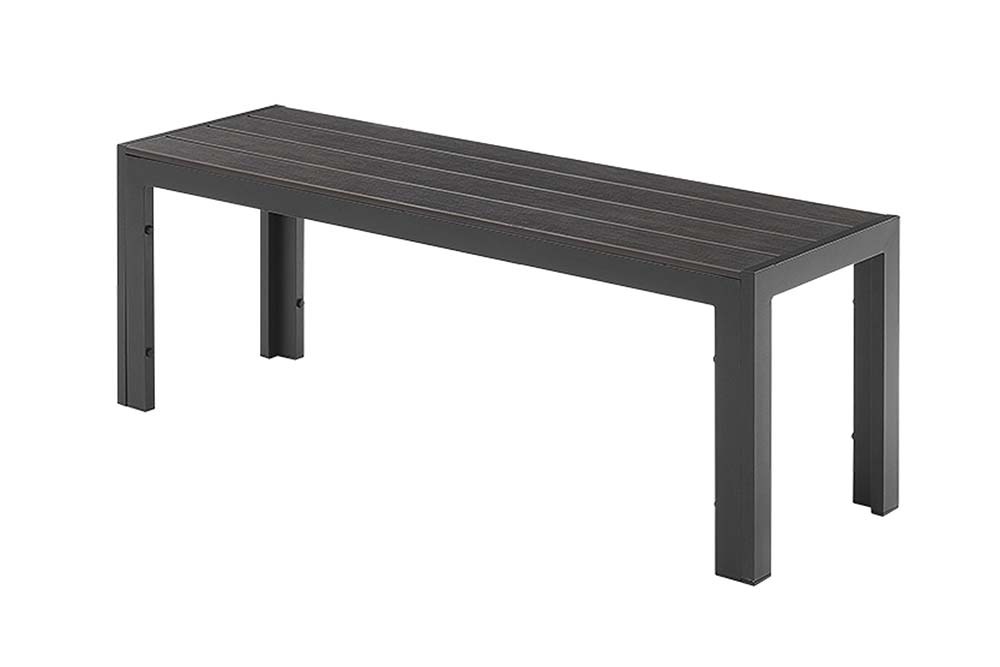 Moderne Gartenbank DESIGNO 130cm anthrazit schwarz Aluminium wetterfest Outdoor Sitzbank