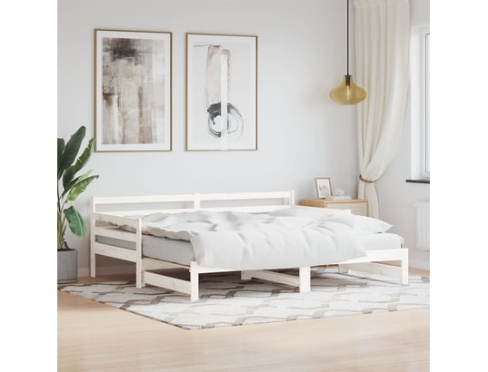 VIDAXL - Lit de jour avec lit gigogne blanc 90x200 cm bois de pin mas...