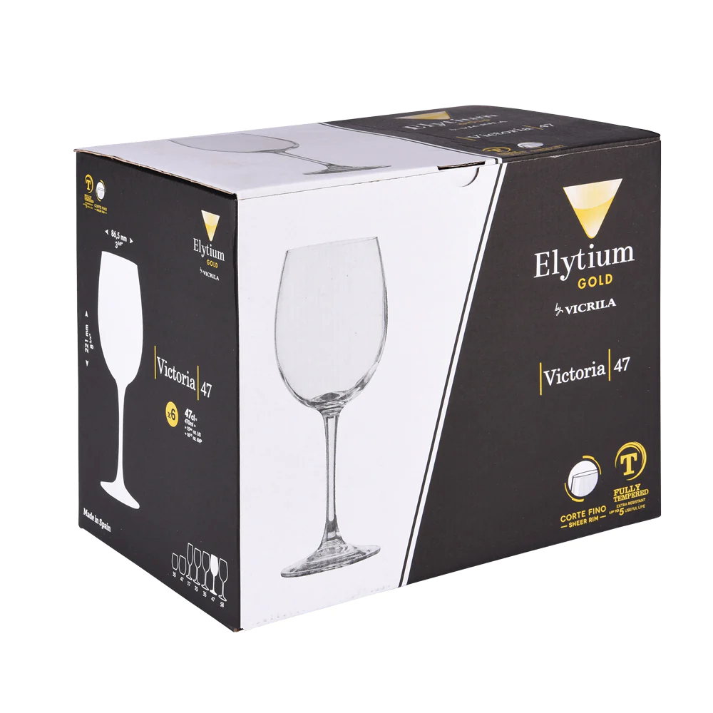Boîte de 6 verres à pied trempés Victoria 47 cl Vicrila