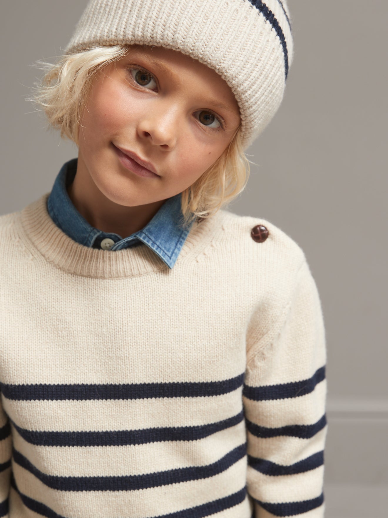 Pull marinière Garçon en laine majoritaire