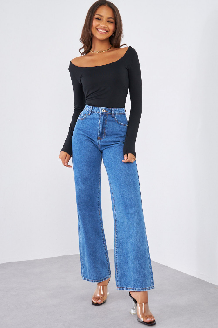 Jeans wide leg bleu