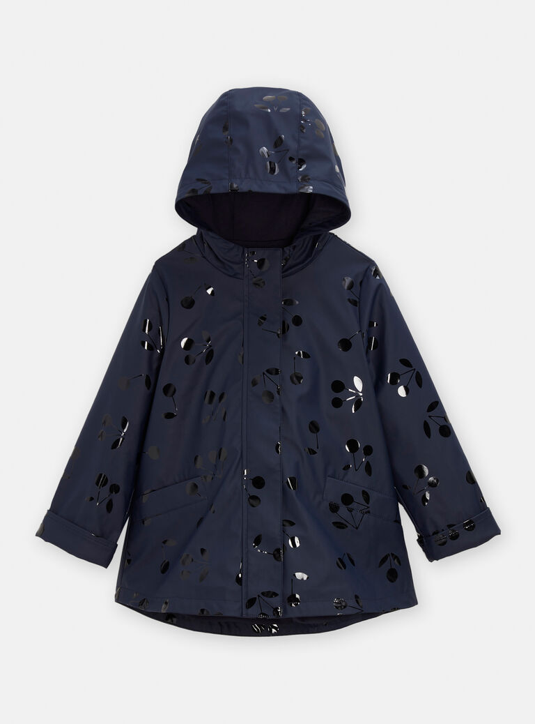 Imperméable bleu marine imprimé cerises pour fille