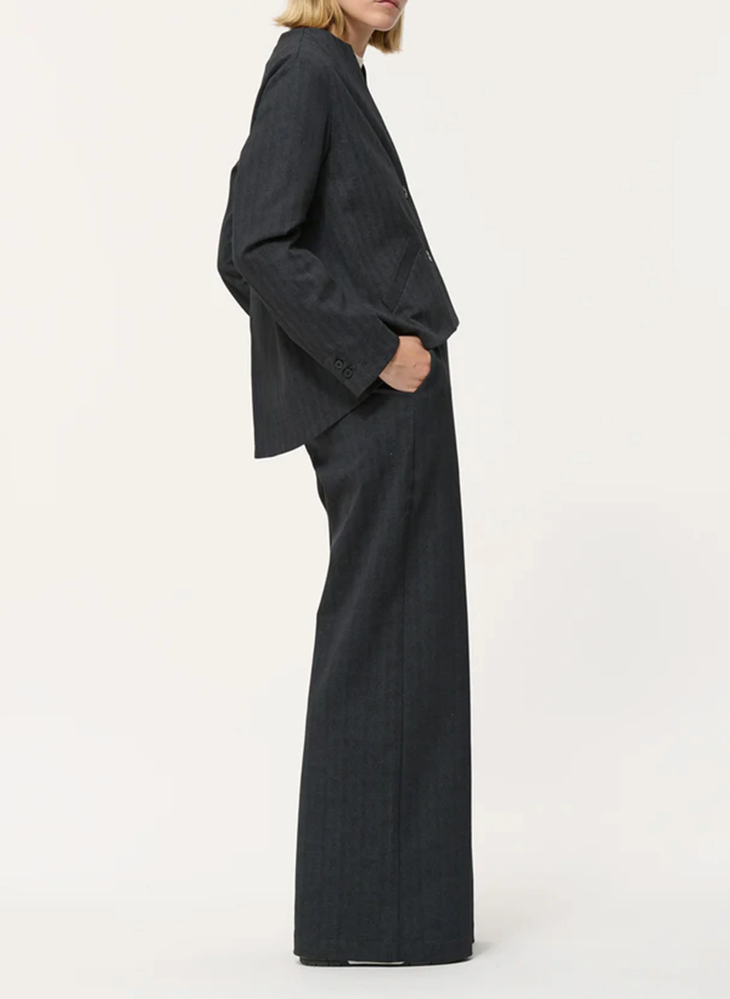 Veste trapèze à col V | Gris