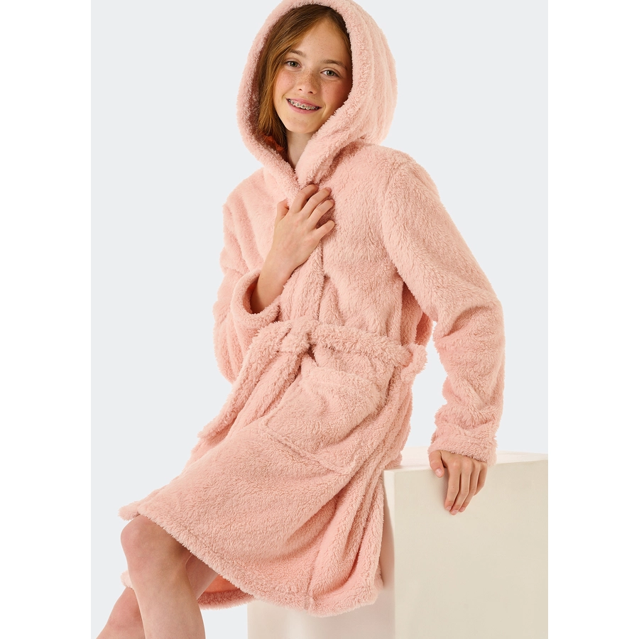 Schiesser Bademantel Teddy Fleece rosé