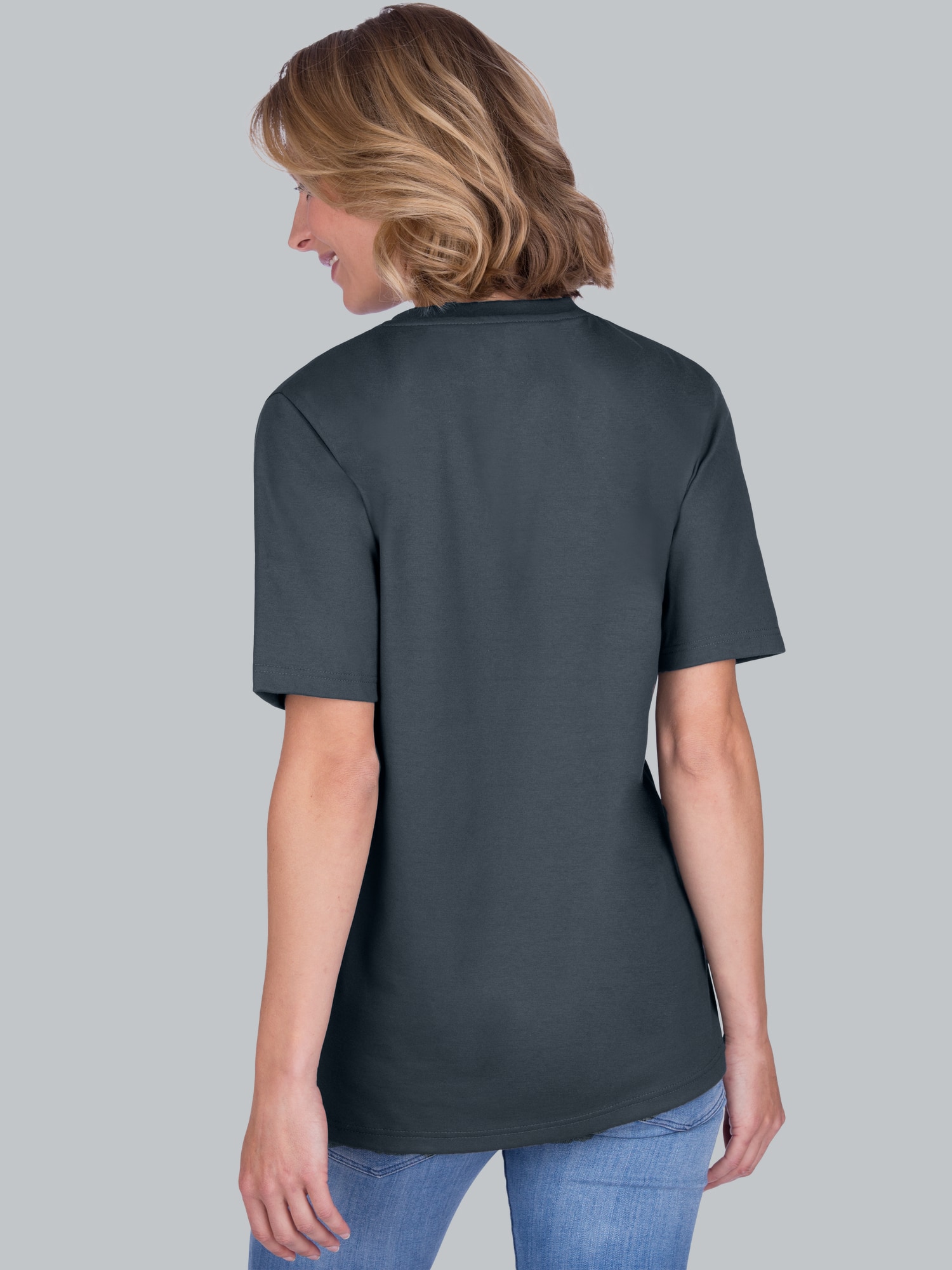 V-Shirt DELUXE Baumwolle Anthrazit