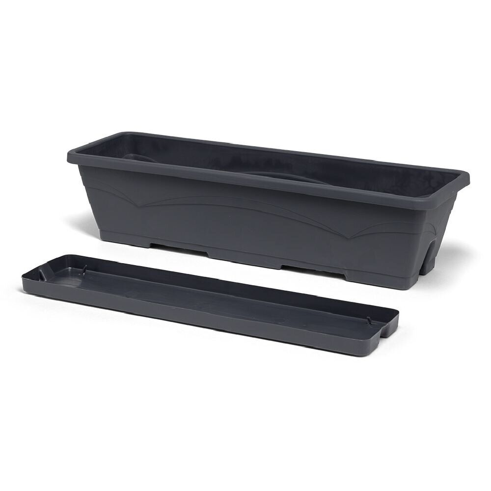 Lot de 3 balconnières 6L - 50x15x17cm plastique gris