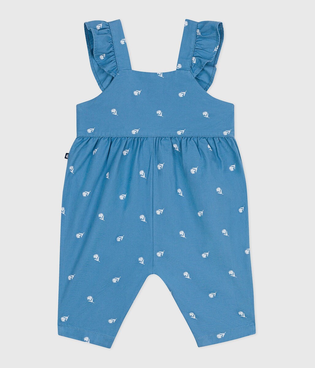 PETIT BATEAU<br>Jardineiras compridas, flores bordadas, algodão